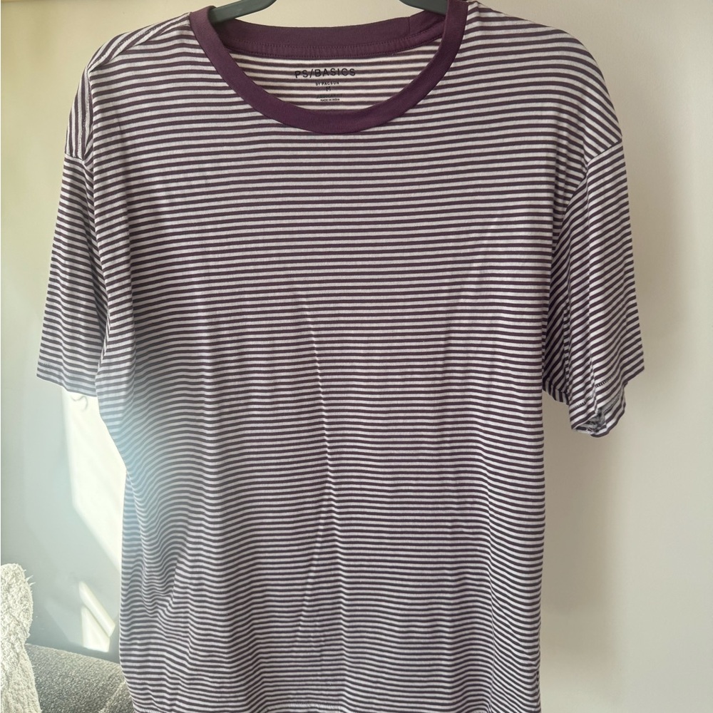 Purple and White Striped Men's Shirt